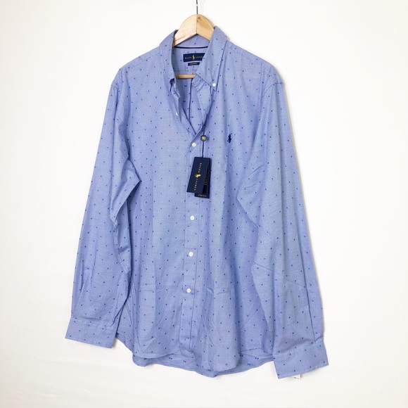 Ralph Lauren, blue print logo, stretch performance button down shirt - Picture 9 of 11